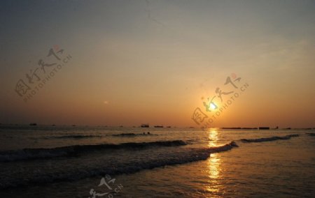 北海银滩的日落图片