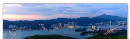 香港马湾海峡夕照图片
