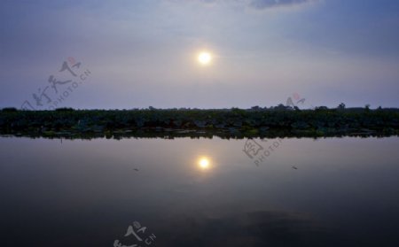 南沙湿地的落日图片