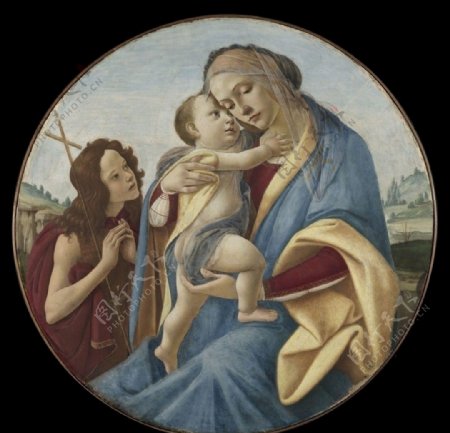 意大利波提切利圣母子与青年施洗约翰图片