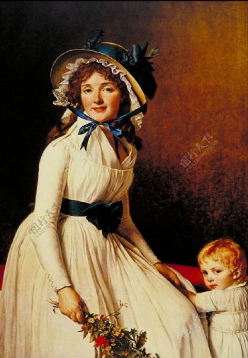 油画母女图片
