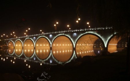 夜桥灯图片