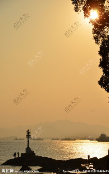鼓浪屿海景夕阳灯塔图片