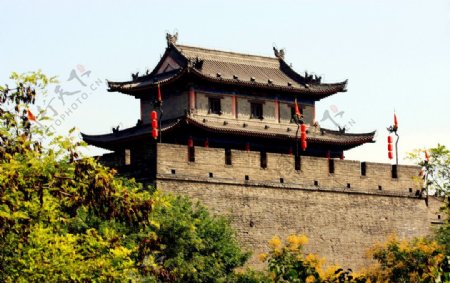 西安古城墙箭楼图片