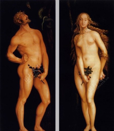 油画亚当和夏娃图片