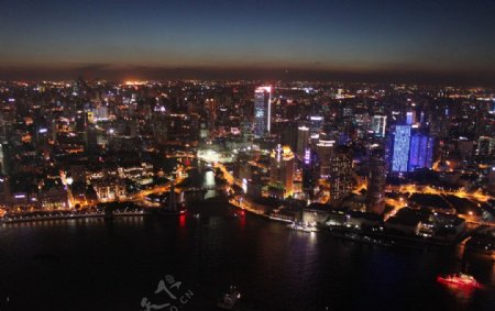 夜景上海黄浦江图片