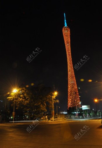 广州塔橙色LED图片