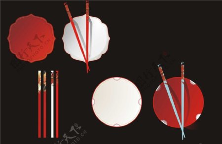 盘子筷子图片