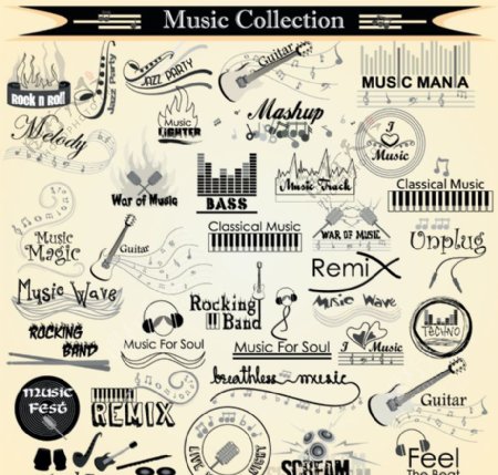音乐收集英文手写字体图片