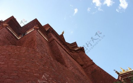 布达拉宫殿一角图片