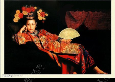 姜国芳的清宫油画大清公主图片