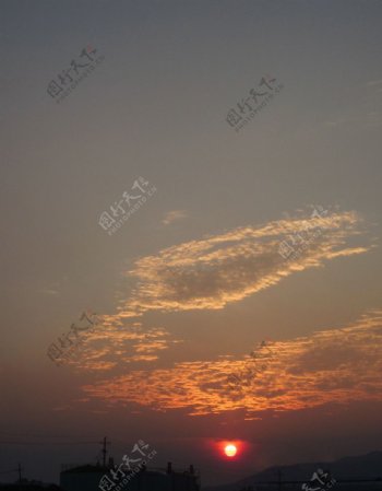 天空夕阳图片