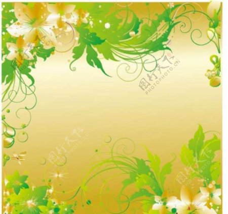 绿叶花纹背景图片