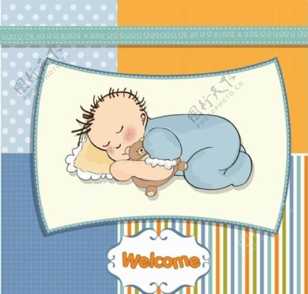 熟睡的婴儿宝宝卡片图片