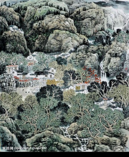 姜光明国画八月里的山峰图片