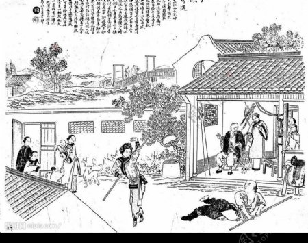 稀有的清朝人物社会生活线描图片