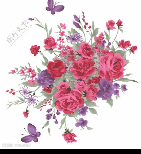 韩国时尚花纹系列玫瑰与蝴蝶02图片
