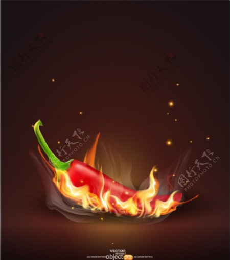 燃烧的火焰辣椒图片