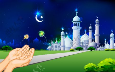 清真寺夜景图片