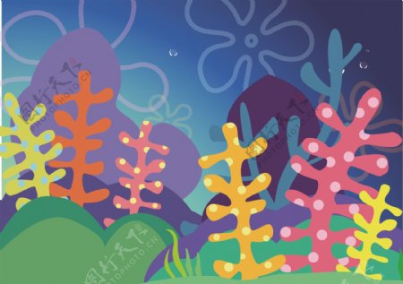 海底背景珊瑚门图片