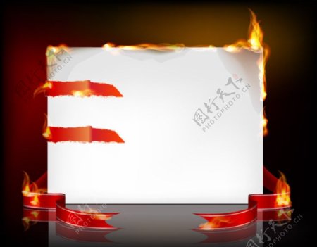 动感燃烧的火焰纸张卡片背景图片