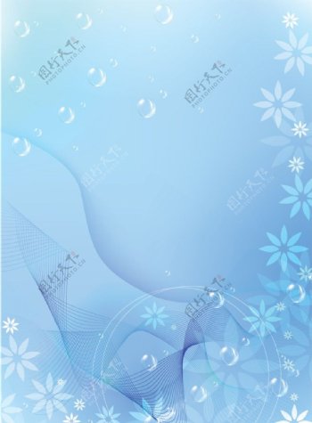 蓝色动感线条泡泡梦幻花纹花朵图片