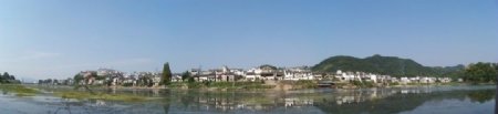 徽州古镇全景之水乡渔梁图片