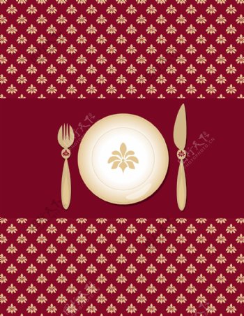 无缝古典花纹底纹西餐厅菜单封面设计图片