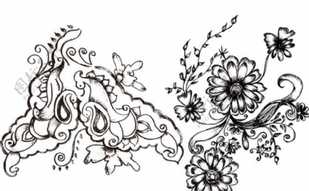 手绘古典花纹花朵图片