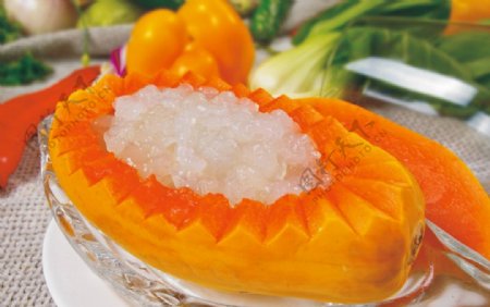 原汁木瓜炖雪蛤图片