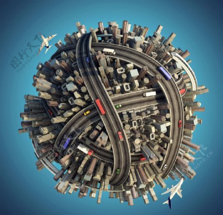 城市建筑桥梁地球模型图片