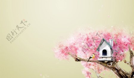 樱花树上的燕子图片