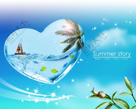 summerstory蓝色风格模板图片