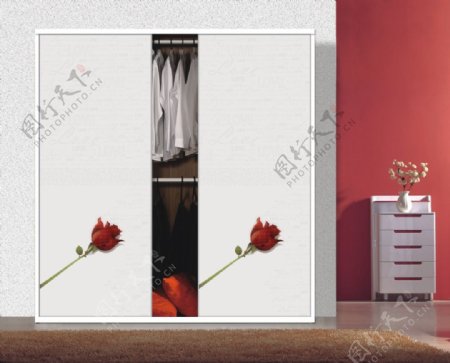 红玫瑰love暗纹高清移门图案图片