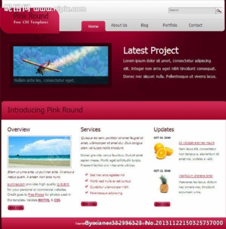 粉红圆圈相册网页模板图片