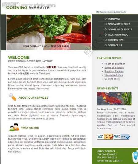 烹饪网站网页模板图片