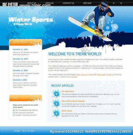 冬季运动网页模板图片