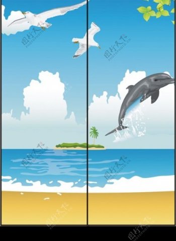 海边海豚图片