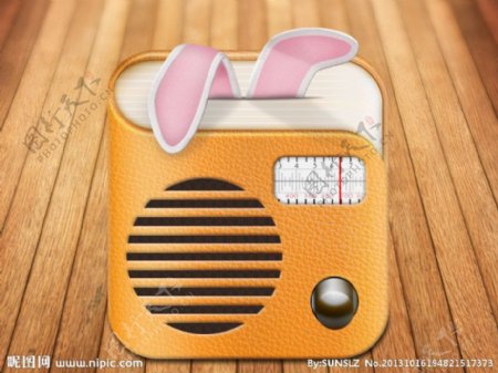 兔耳朵桔皮收音机图标图片
