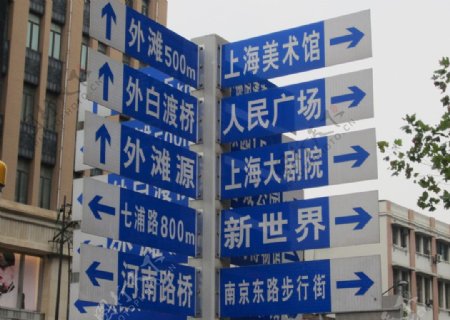 上海外滩的路牌图片