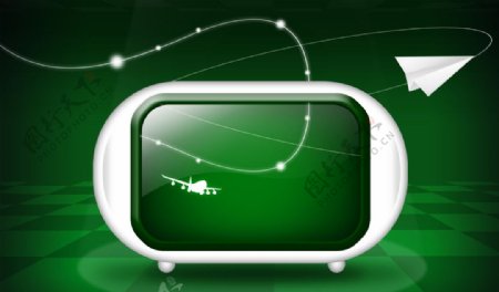 纸飞机电视视频显示器个性电脑广告设计图片