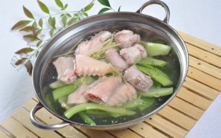 干锅清汤青菜梗炖排骨图片