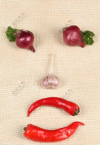 蔬菜组成的人脸图片