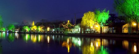 苏州河边夜景图片