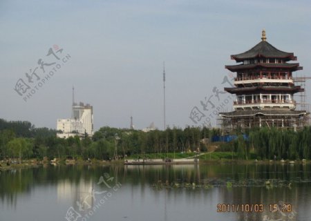 肥城范蠡公园塔图片