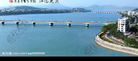 湘子桥北桥南桥三桥全景图片