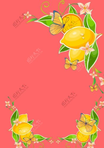 柠檬蝴蝶背景图片