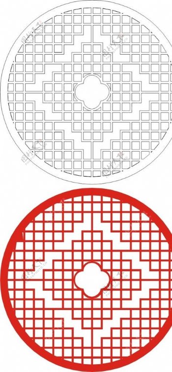 雕花隔断矢量花格中式背景墙图片