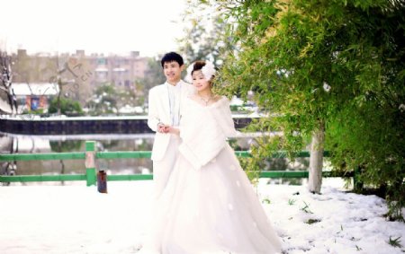 雪景婚纱照图片