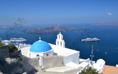 希腊海边风景图片